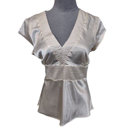 Corpcore Coquette Vintage Satin Tie Back Top Glamcore Feminine Blouse Large - Picture 1 of 5